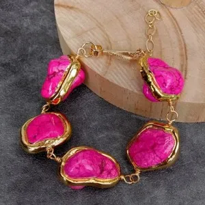 Authentic Enchanted Pink Turquoise Flow Bracelet – Gold‑Plated Aura Guard