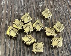 Authentic Gold Plated Metal Dot Textured Design Kite Freeform Shape Metal Bead Lot