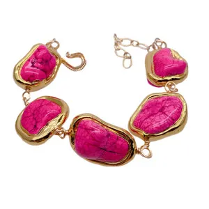 Authentic The Ethereal Bloom: Pink Turquoise & Gilded Talisman Bracelet