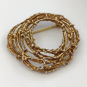 Authentic VTG Brooch Brutalist Abstract Modernist Gold Plated Sterling Freeform Israel 925