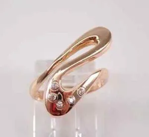 Authentic 1Ct Lab Created Diamond Round Freeform Engagement Ring 14K Yellow Gold Plated