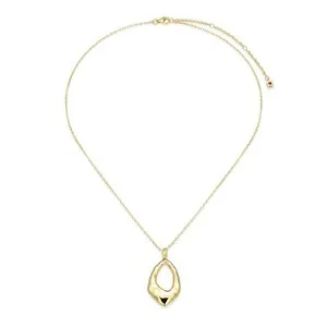 Authentic 17"+3" Gold-Plated 925 Silver Freeform Shape Pendant Necklace by ELLE