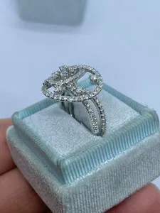 Authentic 2.00Ct Lab Created Diamond Round Freeform Heart Engagement 14K White Gold Plated