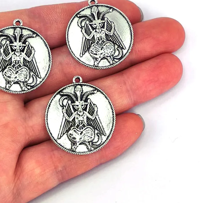 Authentic 5Pcs Baphomet Charms Satan Goat Mendes Altar Pendant For Diy Man Accessories