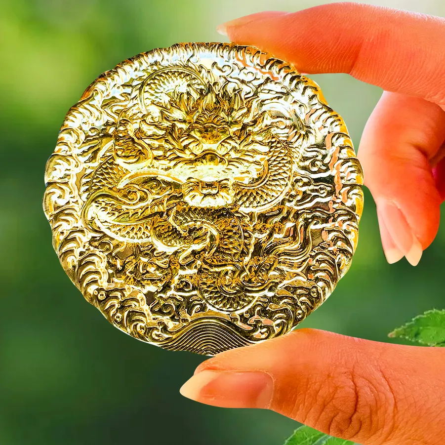Authentic Colored Glaze Chinese Dragon King Mandala Sanskrit Incantation Buddhism Altar Pray Healing Orgone Glass Healing Meditation