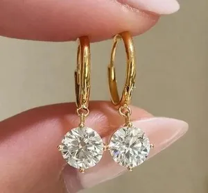 Authentic Radiant Celestial Echoes 2 Carat Lab Created Diamond Dangle Earrings in 14K Yellow Gold Plated Sterling Silver