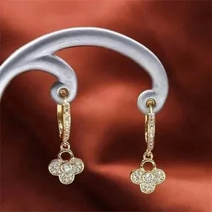 Authentic Starlit Harmony: 1.6 Ct Diamond Drop Earrings in 14K Gold
