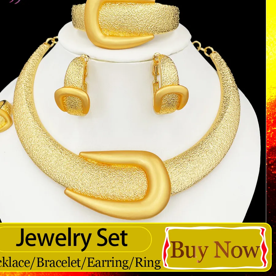 Authentic Bamboo Harmony: 4 Piece 18K Gold Plated Jewelry Set for Women