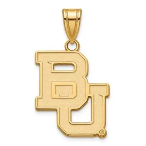 Authentic Sterling Silver Gold-plated LogoArt Baylor University Bears Large Pendant