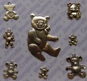 Authentic 93361 Gold Plated Asst. Bears Jewelry Charms & Findings/Blister Card x 4
