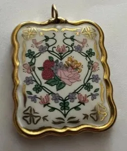 Authentic The Gilded Victorian Bloom: Vintage 24k Gold-Plated Porcelain Talisman