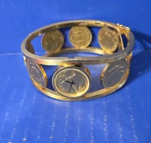 Authentic The Navigator's Sun: 22K Gold-Plated Caribbean Coin Talisman Bracelet