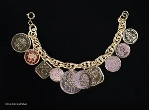Authentic The 1986 Caribbean Gold-Plated Charms of Fortune 7.5 Inch Bracelet