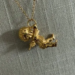 Authentic Vintage franklin mint 1979 gold plated littlest angel necklace
