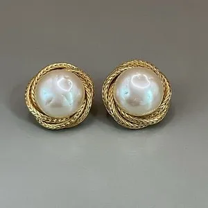 Authentic The Camelot Heirloom: Gilded Radiance Faux Pearl Earrings