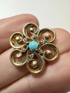 Authentic The Garden of Paradise Sterling and Gold-Plated Turquoise Talisman