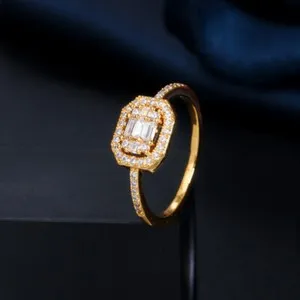 Authentic Geometric Cubic Zirconia Thin Finger Ring - The Eternal Bond of Sacred Geometry
