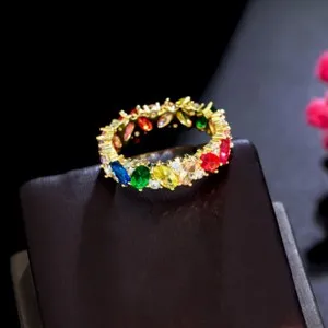 Authentic Radiant Spectrum Prism Gold-Plated Ring
