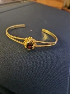 Authentic Crimson Heart Garnet Bangle - Sacred Talisman of Vitality and Passion
