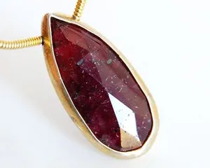 Authentic The Crimson Flame: Faceted Ruby Golden Focal Pendant