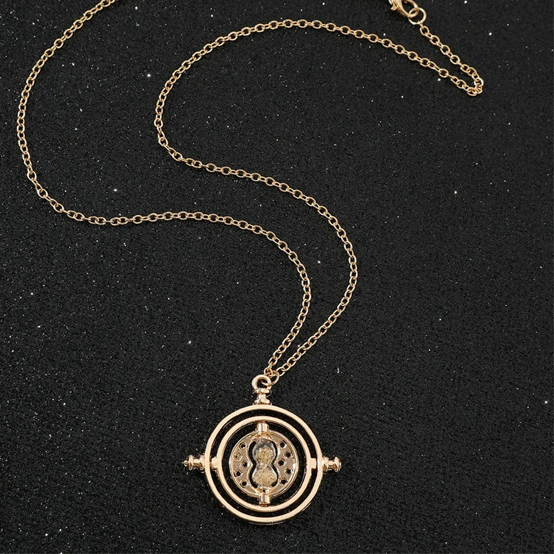 Authentic Harried Time Necklace Timer Hourglass 360 Rotatable Potters Cosplay Props Astronomical Time Converter Magic School Fans