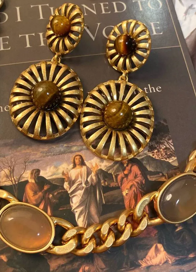 Authentic Medieval Tiger's Eye Earrings - Ancient Fortune &amp; Protection