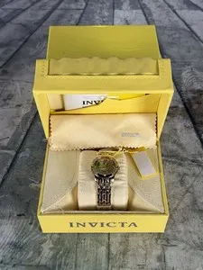 Authentic Invicta Classique Safari Elephant Swiss Quartz 18kt Gold Plated Model No 6498