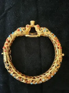 Authentic Mughal Elephant Wedding Cuff – Gold‑Plated Guardian of Love