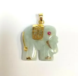 Authentic The Gilded Pachyderm: Carved Jade & Ruby-Eyed Elephant Talisman