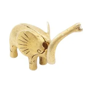 Authentic 925 Sterling Silver Vintage Pendant Gold Plated Designer CZ Elephant PT24088