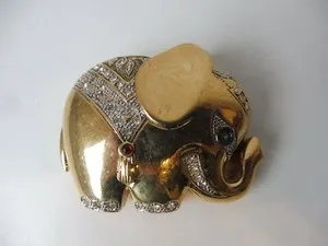 Authentic Elephant Spirit Amulet: Gold-Plated Guardian Brooch