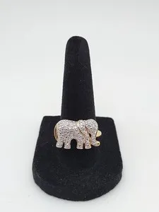 Authentic The Gilded Pachyderm: Sterling Silver and Gold-Plated CZ Elephant Ring Size 8