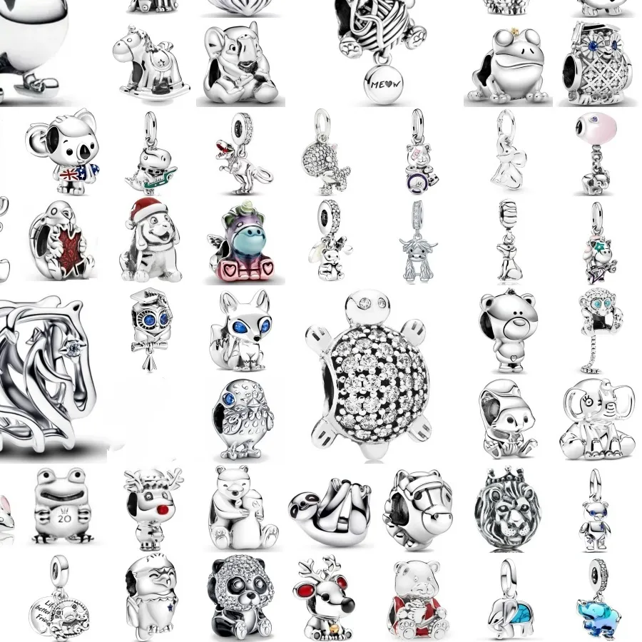 Authentic European 925 Silver,Penguin,Cat,Dragon,Turtle,Elephant Bead Pendant Fit Original Bracelet DIY Accessories Exquisite Jewelry