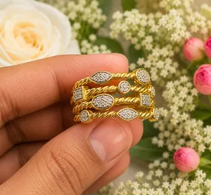Authentic Radiant Vows Celestial Moissanite Ring in 14K Yellow Gold Finish