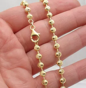 Authentic Celestial Luminary Moon Cut Bead Chain - 14K Gold-Plated Sacred Silver Conduit