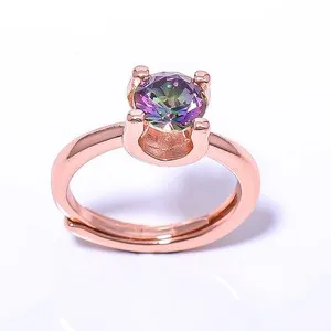 Authentic Celestial Clarity White Topaz Ring - Rose Gold Plated Luminescent Talisman