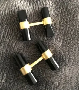 Authentic Mystic Protection Cufflinks - Black Onyx Gemstone and Gold-Plated Sterling Silver
