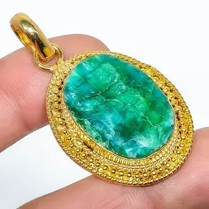 Authentic The Verdant Heart: Lab-Created Emerald Gold-Plated Talisman