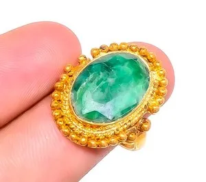 Authentic The Verdant Sovereign: Lab-Created Emerald Gold-Plated Talisman