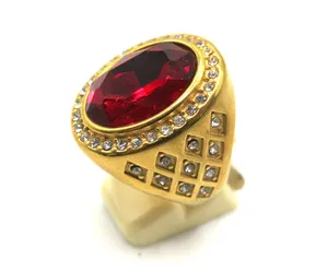 Authentic Vintage Dragon Naga Eye Red Gemstone Ring 18k Gold plated Men Jewelry Size 9