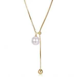 Authentic Mystic Y-Necklace: The Sacred Pearl's Golden Embrace