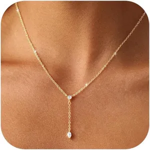 Authentic Celestial Y‑Lariat: 14K Gold‑Plated Dainty Necklace of Light