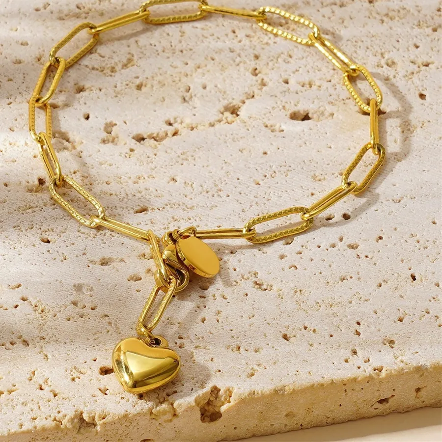 Authentic The Golden Chain of Eternal Affection - 18K Gold-Plated Heart & Paperclip Talisman