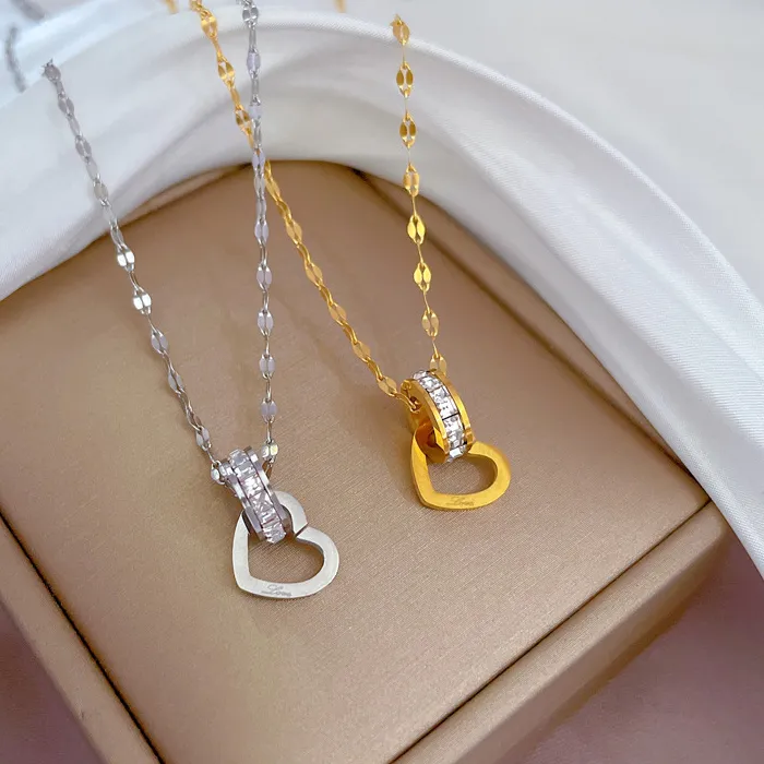 Authentic Heart of Devotion: 18K Gold Plated Zircon Love Heart Pendant