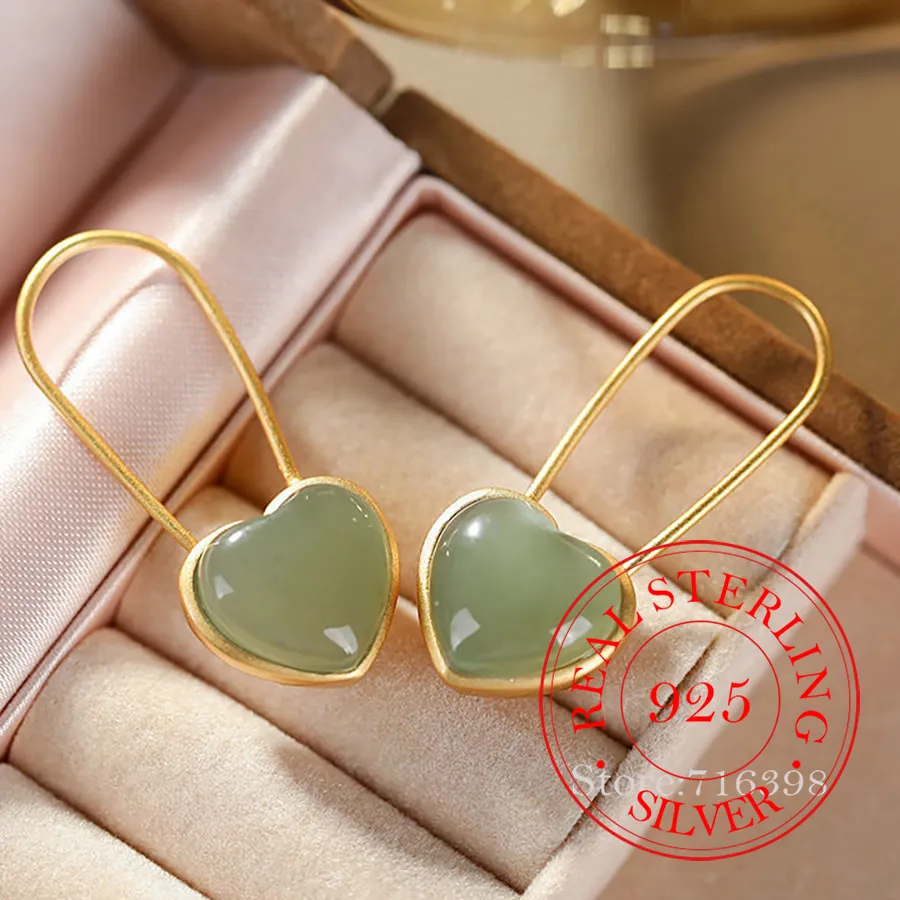 Authentic Love's Eternal Embrace: Agate Heart Drop Earrings