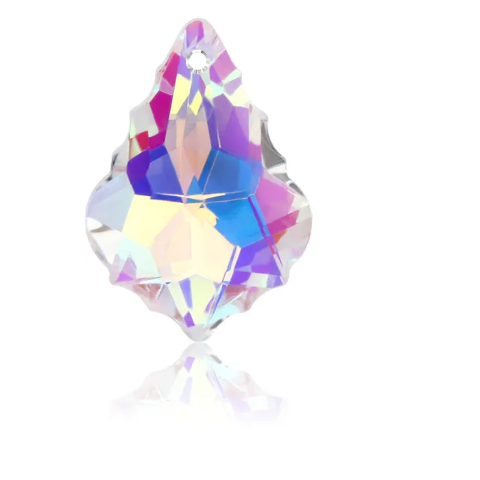 Authentic Whispers of the Forest: 22mm/28mm Baroque Crystal Leaf Pendant