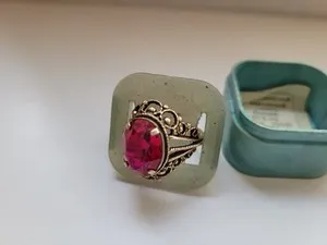 Authentic Mystic Soviet Silver Ring – Gold‑Plated Tourmaline Talisman