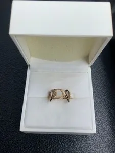 Authentic Christian Dior Vintage CD Rhinestone Finger Ring Gold Plated Size US6.0 Jewelry