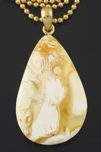 Authentic ROYAL WHITE Genuine BALTIC AMBER Gold Plated Silver Chain Pendant 5.6g 250807-3