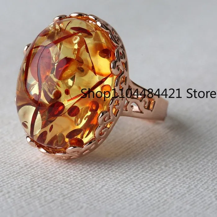 Authentic Natural Blue Amber Ring Adjustable Healing Gemstone Fine Jewelry Genuine Yellow Red Baltic Amber Rings Anillos Mujer